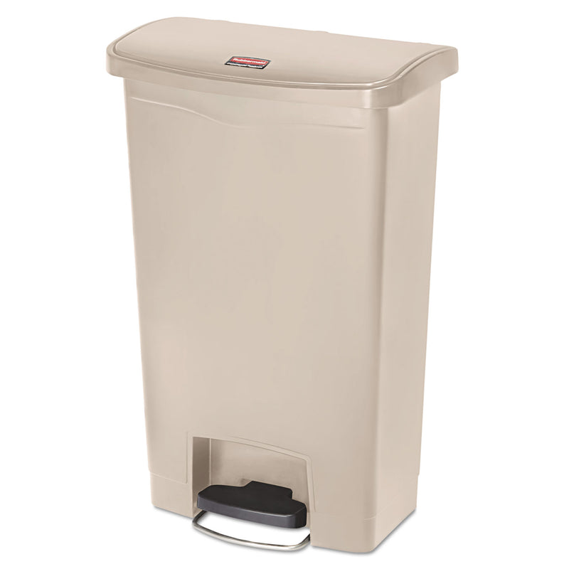 Rubbermaid Slim Jim Resin Step-On Container, Front Step Style, 13 Gal, Beige - RCP1883458