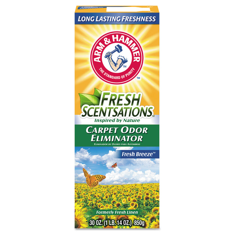 Arm & Hammer Fresh Scentsations Carpet Odor Eliminator, Fresh Breeze, 30 Oz Box, 6/Carton - CDC3320011536