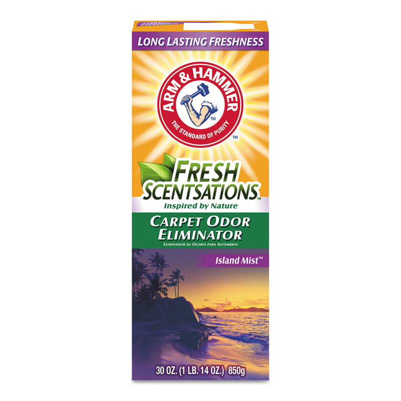 Arm & Hammer Fresh Scentsations Carpet Odor Eliminator, Island Mist, 30 Oz Box, 6/Carton - CDC3320011535