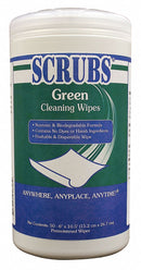 Scrubs Green Cleaning Wipes, 6" x 10-1/2", White, PK 6 - 918564949001