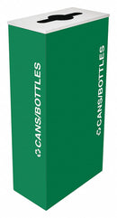 Tough Guy 17 gal Rectangular Recycling Can, Metal, Green - 22N284