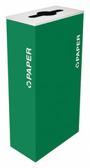Tough Guy 17 gal Rectangular Recycling Can, Metal, Green - 22N288