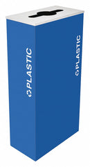 Tough Guy 17 gal Rectangular Recycling Can, Metal, Blue - 22N294