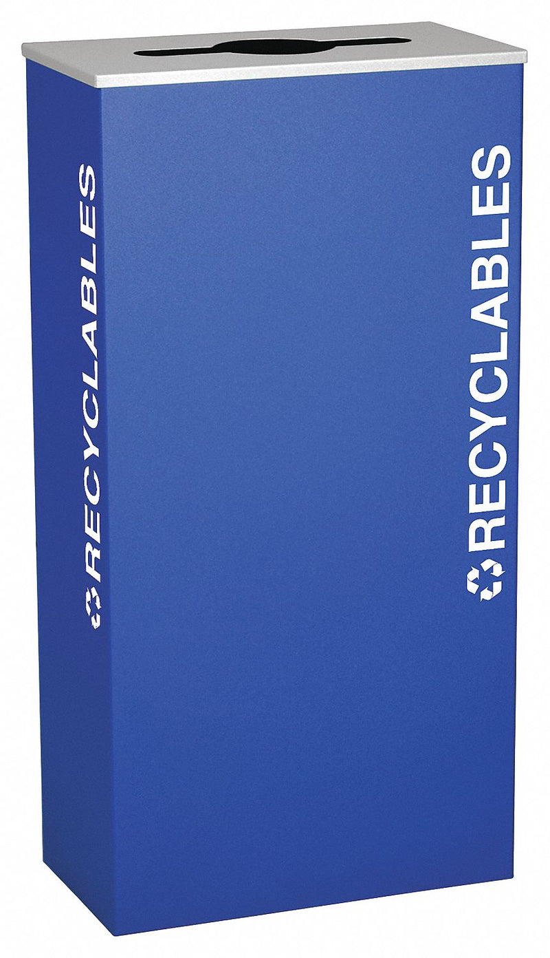 Tough Guy 17 gal Rectangular Recycling Can, Metal, Blue - 22N298