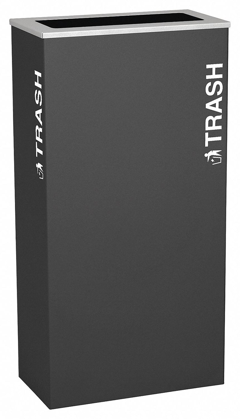 Tough Guy 17 gal Rectangular Trash Can, Metal, Black - 22N299