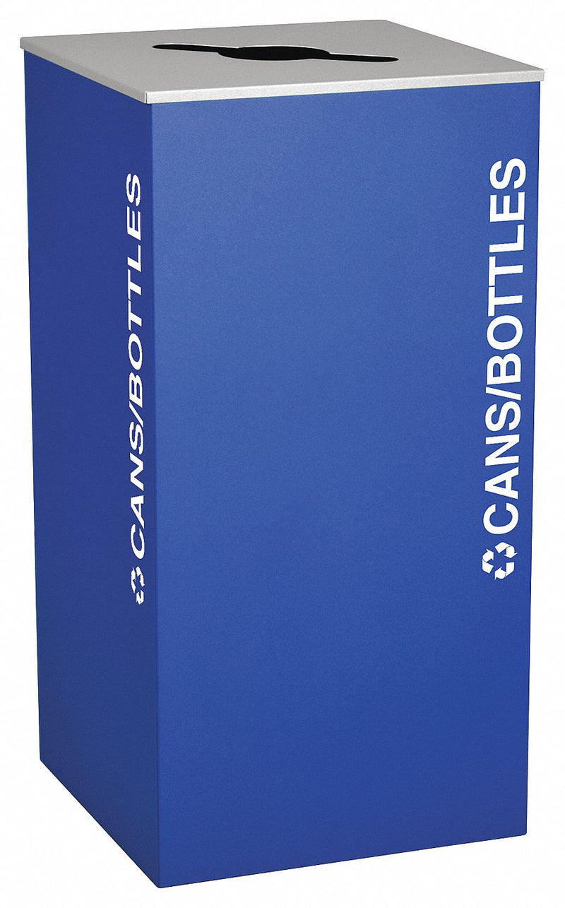 Tough Guy 36 gal Square Recycling Can, Metal, Blue - 22N307