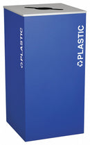 Tough Guy 36 gal Square Recycling Can, Metal, Blue - 22N315
