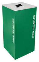 Tough Guy 36 gal Square Recycling Can, Metal, Green - 22N317