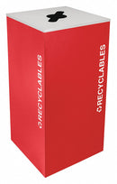 Tough Guy 36 gal Square Recycling Can, Metal, Red - 22N318