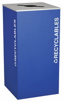 Tough Guy 36 gal Square Recycling Can, Metal, Blue - 22N319