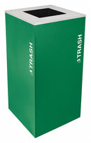 Tough Guy 36 gal Square Trash Can, Metal, Green - 22N321