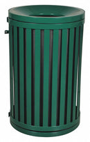 Tough Guy 45 gal Round Trash Can, Metal, Green - 22N332
