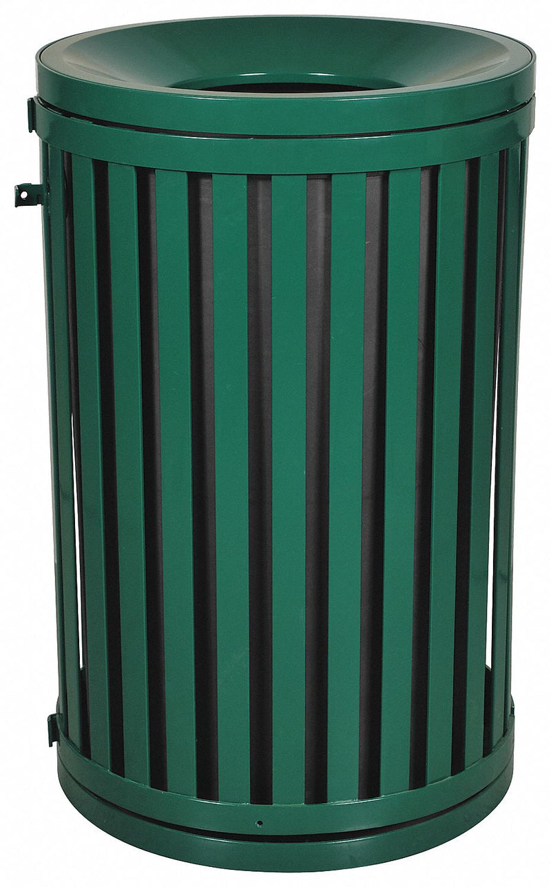Tough Guy 45 gal Round Trash Can, Metal, Green - 22N335
