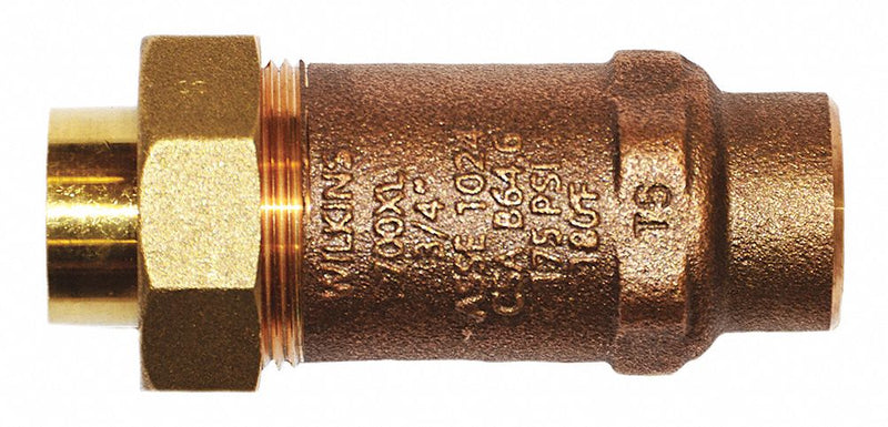 Zurn Check Valve, 3/4 in, Dual, Inline, Bronze, FNPT x FNPT - 34UFX34F-700XL