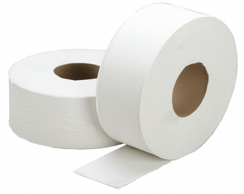 AbilityOne Toilet Paper Roll, Skilcraft, Jumbo Core, 1 Ply, 3 3/8 in Core Dia., PK 12 - 8540-01-590-9072
