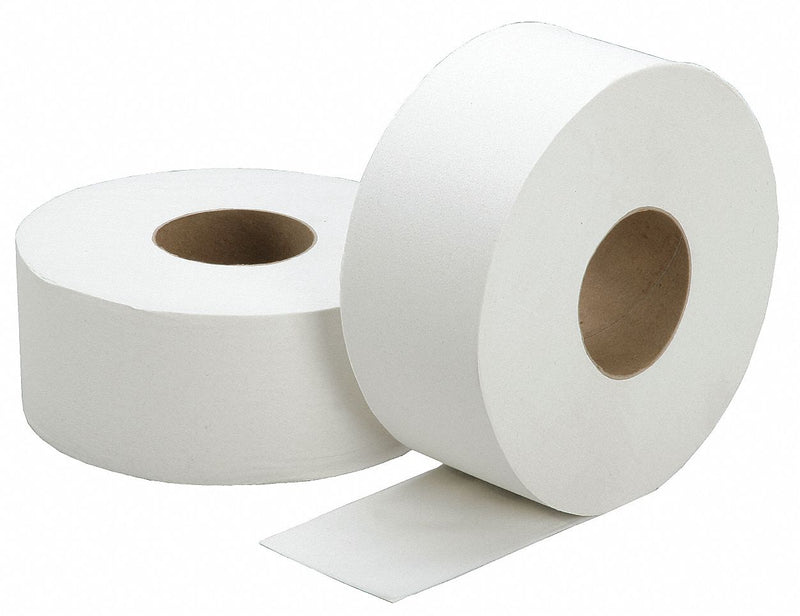 AbilityOne Toilet Paper Roll, Skilcraft, Jumbo Core, 2 Ply, 3 1/4 in Core Dia., PK 12 - 8540-01-590-9073