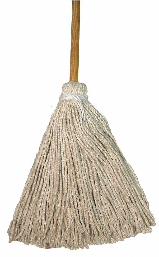 Tough Guy Cotton String Wet Mop Head and Handle, Quick Change, Beige, 54 in Handle Length - 22VA24