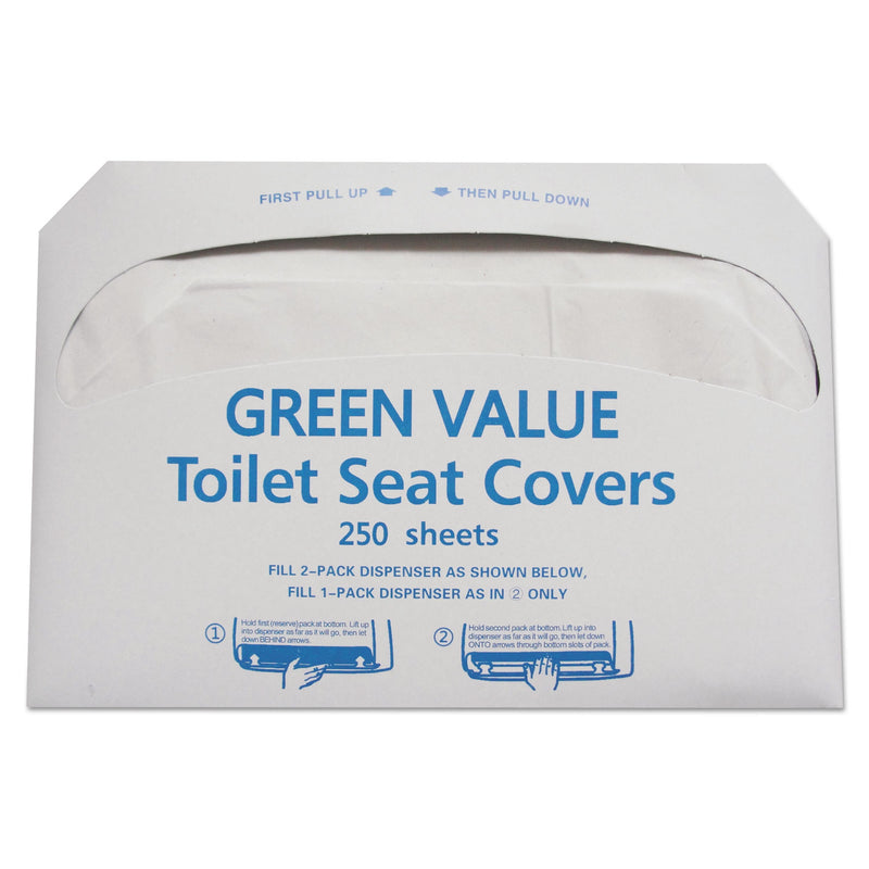 GEN Half-Fold Toilet Seat Covers, White, 14 3/4 X 16 1/2, 5000/Carton - TEHGVTSC5000