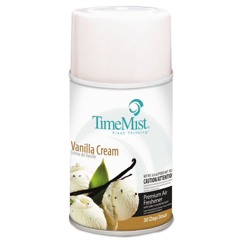 Timemist Premium Metered Air Freshener Refill, Vanilla Cream, 5.3 Oz Aerosol, 12/Carton - TMS1042737