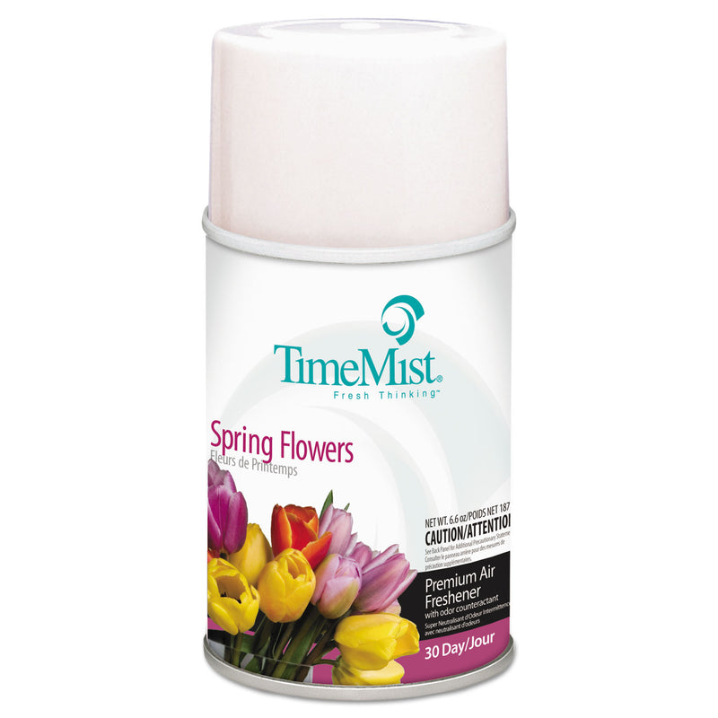 Timemist Premium Metered Air Freshener Refill, Spring Flowers, 5.3 Oz Aerosol, 12/Carton - TMS1042712