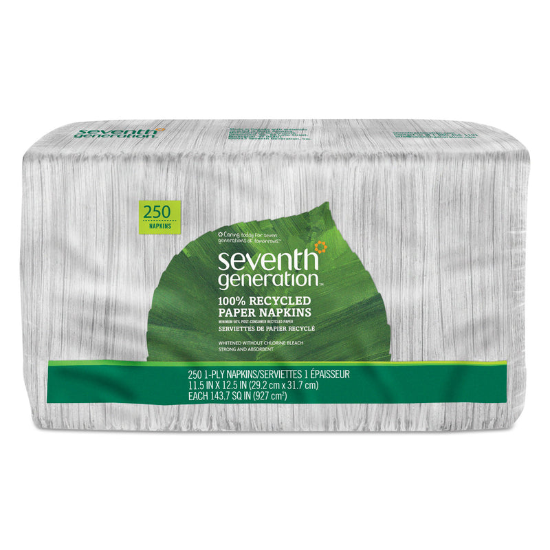 Seventh Generation 100% Recycled Napkins, 1-Ply, 11 1/2 X 12 1/2, White, 250/Pack - SEV13713PK