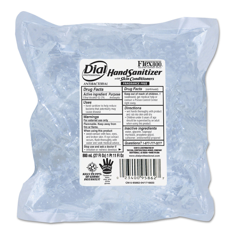 Dial Antibacterial Gel Hand Sanitizer With Moisturizers, 800Ml Refill, 12/Carton - DIA95862