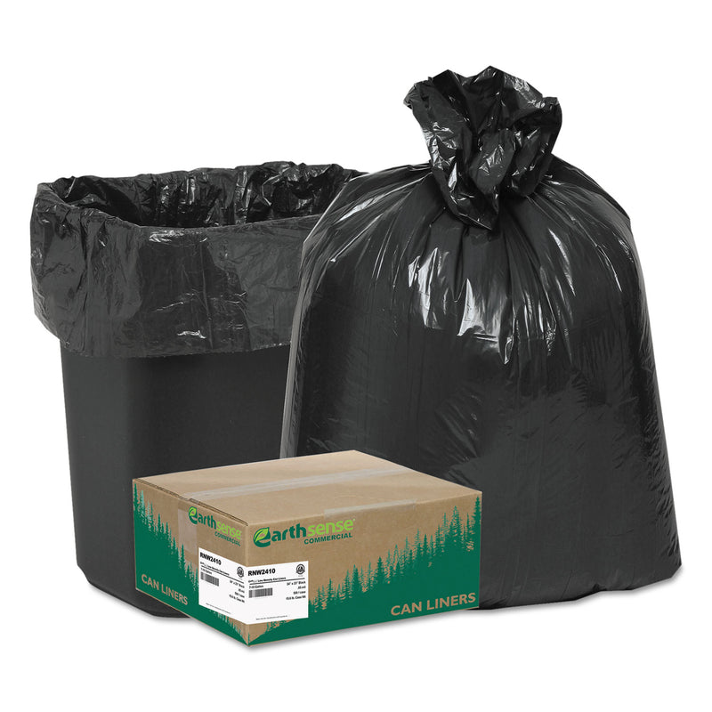 Earthsense Commercial Linear Low Density Recycled Can Liners, 10 Gal, 0.85 Mil, 24