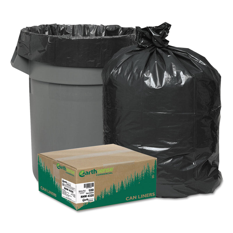 Earthsense Commercial Linear Low Density Recycled Can Liners, 56 Gal, 2 Mil, 43