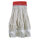 Boardwalk Wideband Looped-End Mop Heads, 20 Oz, Natural W/Red Band, 12/Carton - BWK5320FTBNBTCT