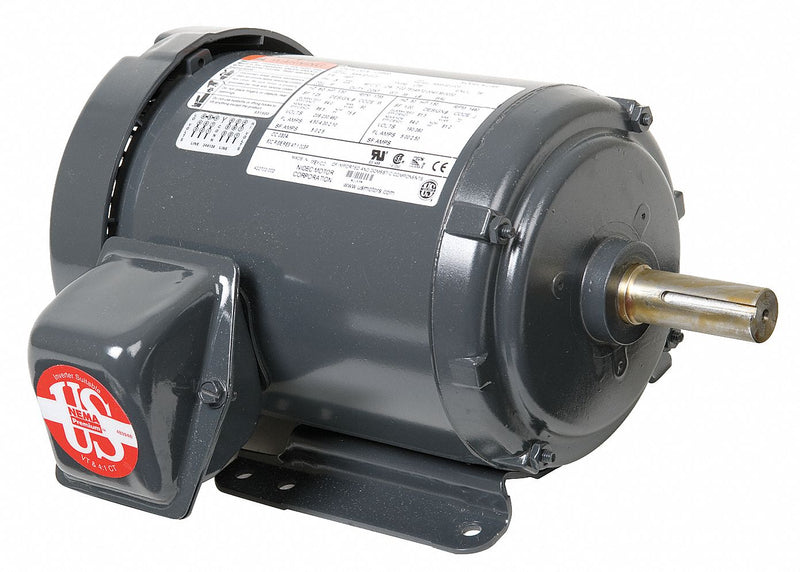 US Motors Nidec 1 HP, General Purpose Motor, 3-Phase, 1800 Nameplate RPM, 208-230/460 Voltage, 143T Frame - U1P2D