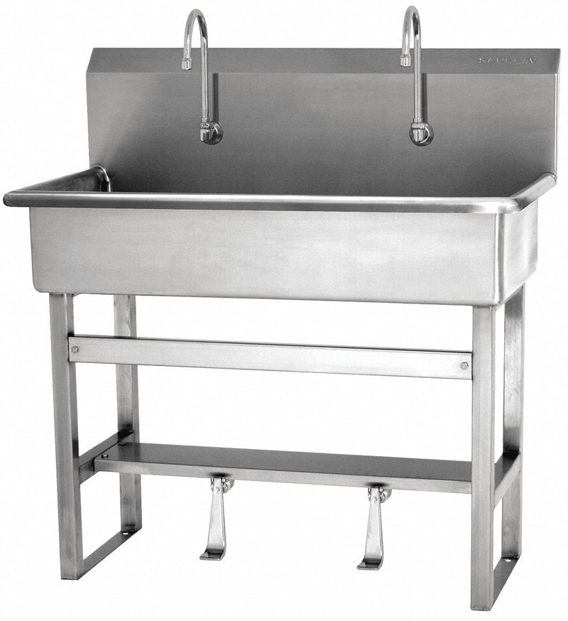 Sani-Lav Stainless Steel Wash Station, With Faucet, Floor Mounting Type, Stainless - 54F1