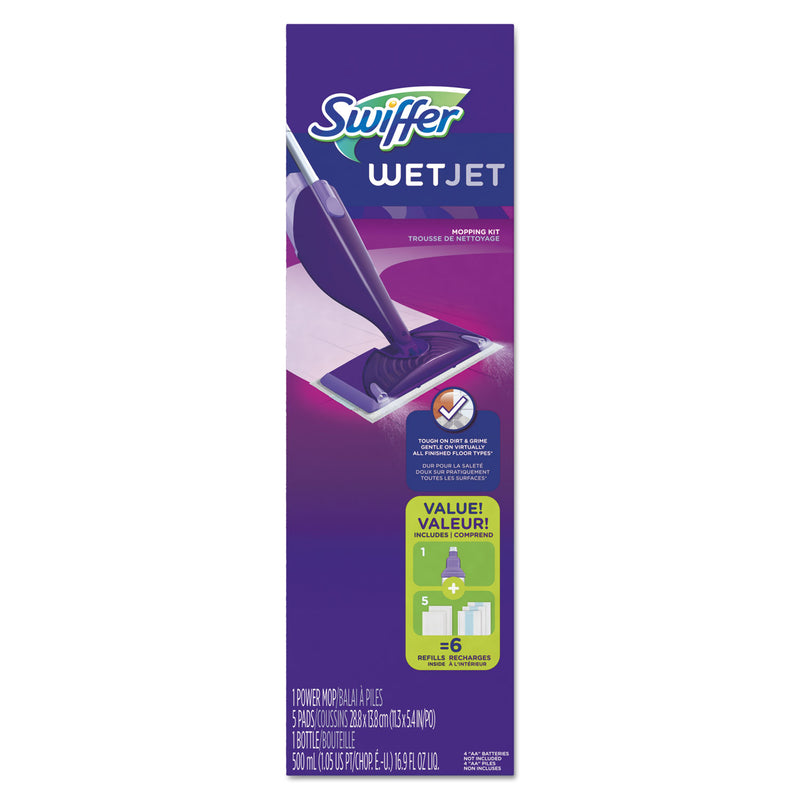 Swiffer Wetjet Mop Starter Kit, 46" Handle, Silver/Purple, 2/Carton - PGC92811CT