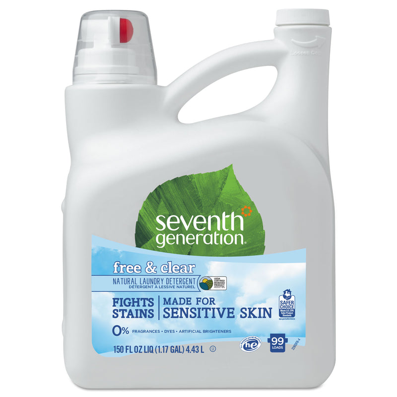 Seventh Generation Natural 2X Concentrate Liquid Laundry Detergent, Free And Clear, 99 Loads, 150Oz - SEV22803