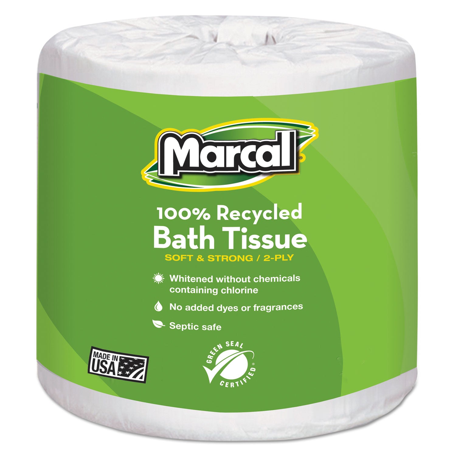 Marcal 100% Recycled Two-Ply Bath Tissue, Septic Safe, White, 330 Sheets/Roll, 48 Rolls/Carton - MRC6079