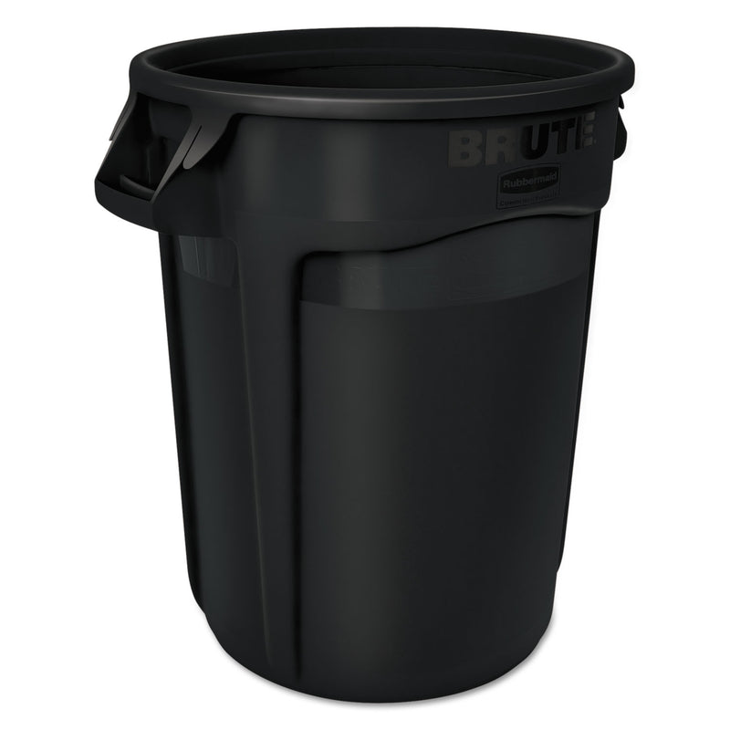 Rubbermaid Round Brute Container, Executive Series, Plastic, 32 Gal, Black, 6/Carton - RCP1867531CT