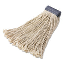 Rubbermaid Premium Cut-End Cotton Mop Head, White, 16 Oz, 5-In. Blue Headband, 12/Carton - RCPF156
