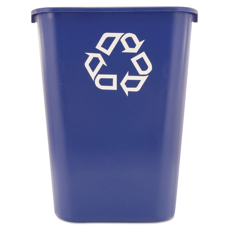 Rubbermaid Large Deskside Recycle Container With Symbol, Rectangular, Plastic, 41.25 Qt, Blue - RCP295773BE