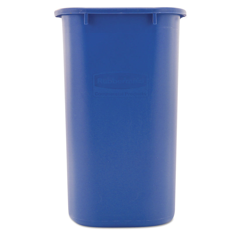 Rubbermaid Medium Deskside Recycling Container, Rectangular, Plastic, 28.13 Qt, Blue - RCP295673BE