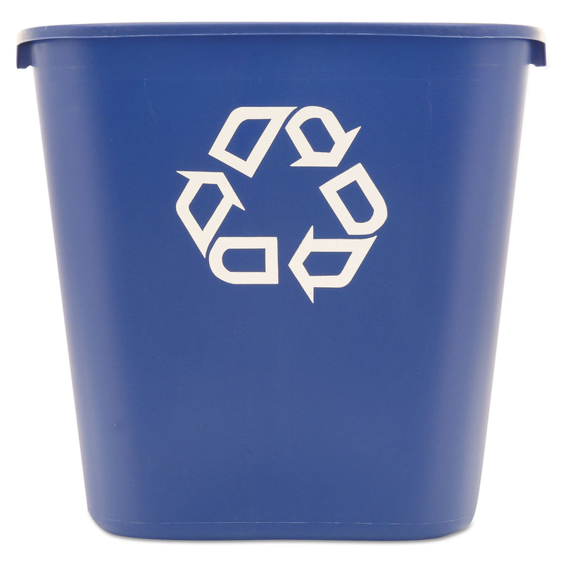 Rubbermaid Medium Deskside Recycling Container, Rectangular, Plastic, 28.13 Qt, Blue - RCP295673BE