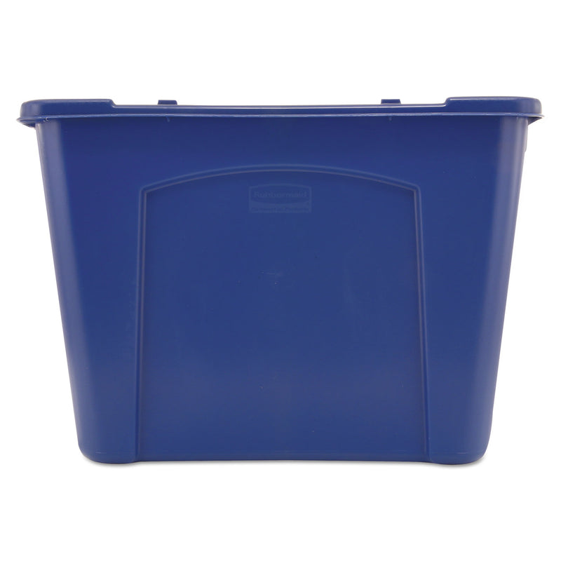 Rubbermaid Stacking Recycle Bin, Rectangular, Polyethylene, 14 Gal, Blue - RCP571473BE