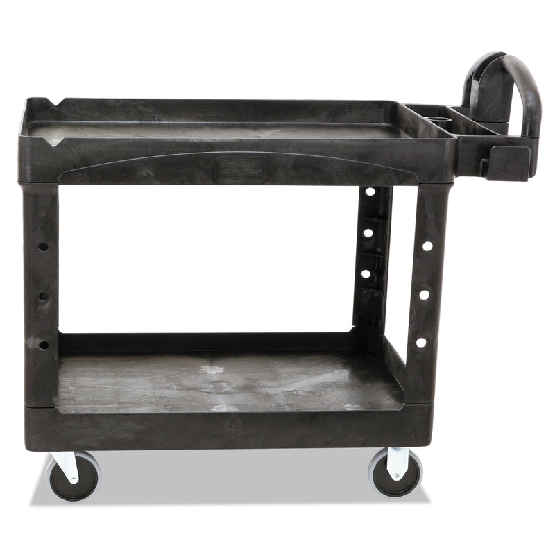 Rubbermaid Heavy-Duty Utility Cart, Two-Shelf, 25.9W X 45.2D X 32.2H, Black - RCP452088BK