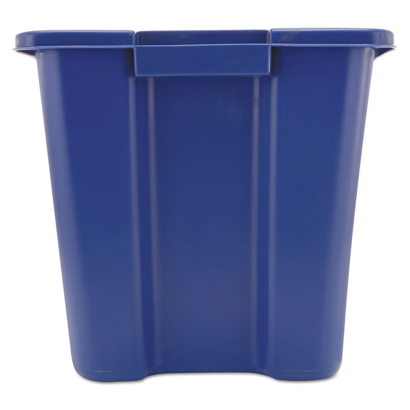 Rubbermaid Stacking Recycle Bin, Rectangular, Polyethylene, 14 Gal, Blue - RCP571473BE