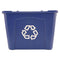 Rubbermaid Stacking Recycle Bin, Rectangular, Polyethylene, 14 Gal, Blue - RCP571473BE