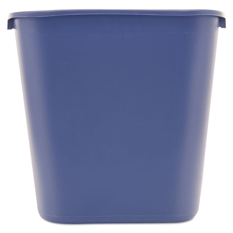 Rubbermaid Medium Deskside Recycling Container, Rectangular, Plastic, 28.13 Qt, Blue - RCP295673BE