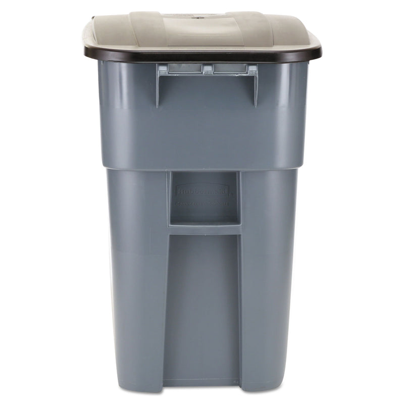 Rubbermaid Brute Rollout Container, Square, Plastic, 50 Gal, Gray - RCP9W27GY