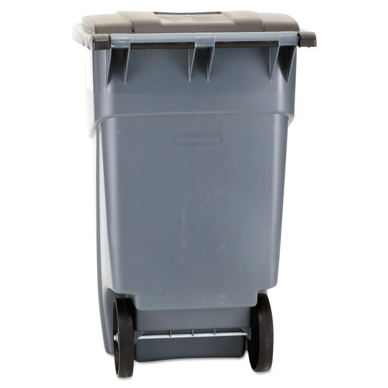 Rubbermaid Brute Rollout Container, Square, Plastic, 50 Gal, Gray - RCP9W27GY