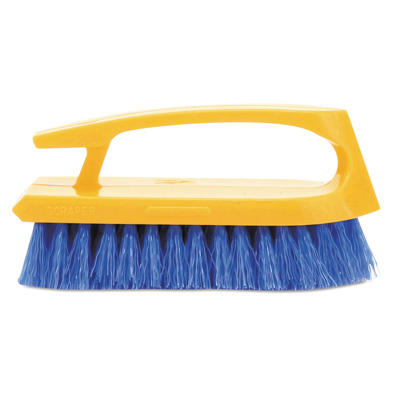 Rubbermaid Long Handle Scrub Brush, 6" Brush, Yellow Plastic Handle/Blue Bristles - RCP6482COB