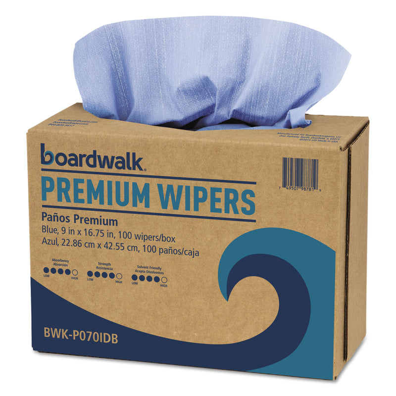 Boardwalk Hydrospun Wipers, Blue, 9 X 16.75, 100 Wipes/Box, 10 Boxes/Carton - BWKP070IDB