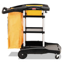 Rubbermaid High Capacity Cleaning Cart, 21.75W X 49.75D X 38.38H, Black - RCP9T7200BK