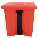 Rubbermaid Indoor Utility Step-On Waste Container, Square, Plastic, 8 Gal, Red - RCP6143RED